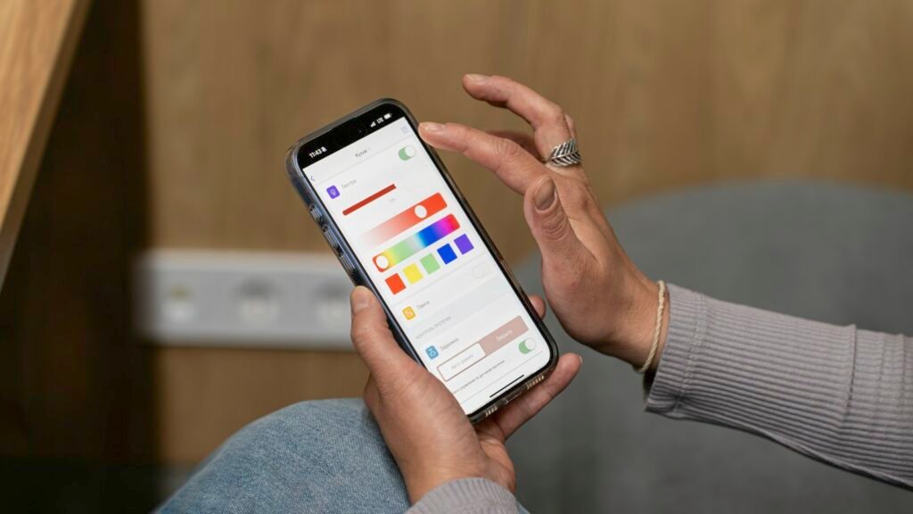 Réglage de l'éclairage connecté depuis un smartphone